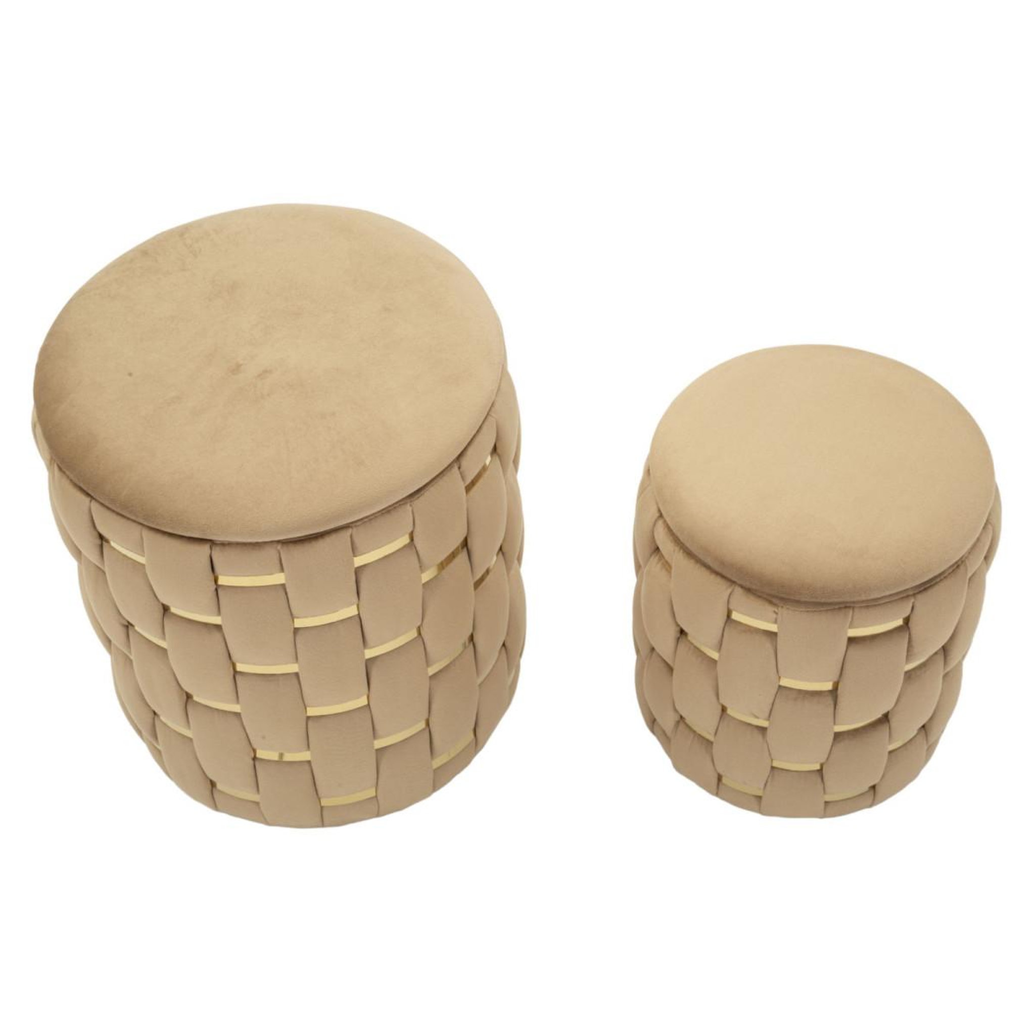 Voir la diapositive 3 : Paris Prix Lot de 2 poufs coffres  shanty  42cm marron & or