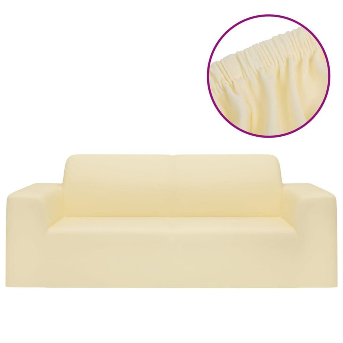 VIDAXL Housse extensible de canape 2 places Creme Jersey de polyester