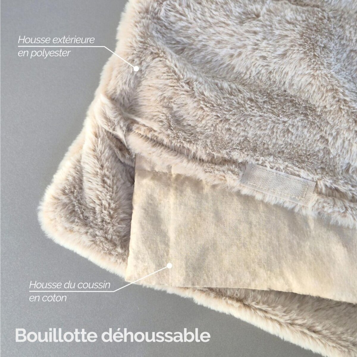 VIVEZEN Bouillotte, coussin chauffant 45 x 30 cm pour le dos ou autres parties du corps - Cosy - Beige