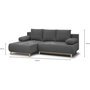 Voir la diapositive 5 : MARKET24 Canapé d'angle gauche convertible MIKA 3 places - Tissu gris clair - Coffre de rangement - L218 x P98/145 x H84 cm