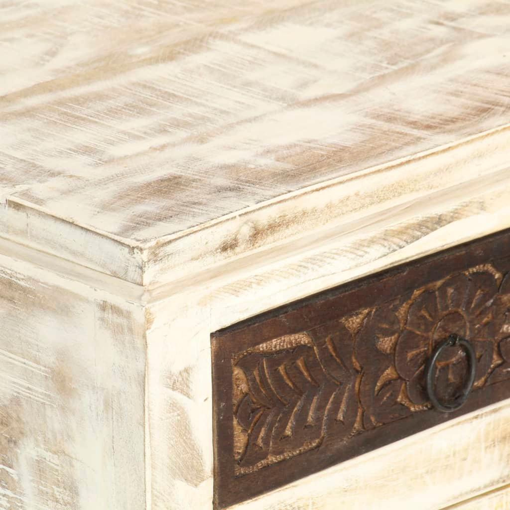 Voir la diapositive 4 : VIDAXL Table de chevet Blanc 40 x 30 x 50 cm Bois de manguier massif