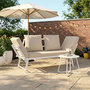 Voir la diapositive 2 : ID MARKET Canapé de jardin, banquette convertible NOLA 2/3 places avec accoudoirs inclinables métal blanc et coussins beige