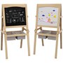 Voir la diapositive 1 : HOMCOM Tableau enfant - chevalet enfant - ardoise double face - tableau blanc tableau à craie - rouleau papier, 2 paniers rangement - MDF pin