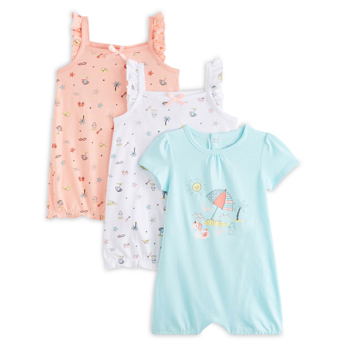 INEXTENSO Lot de 3 combishorts bébé fille