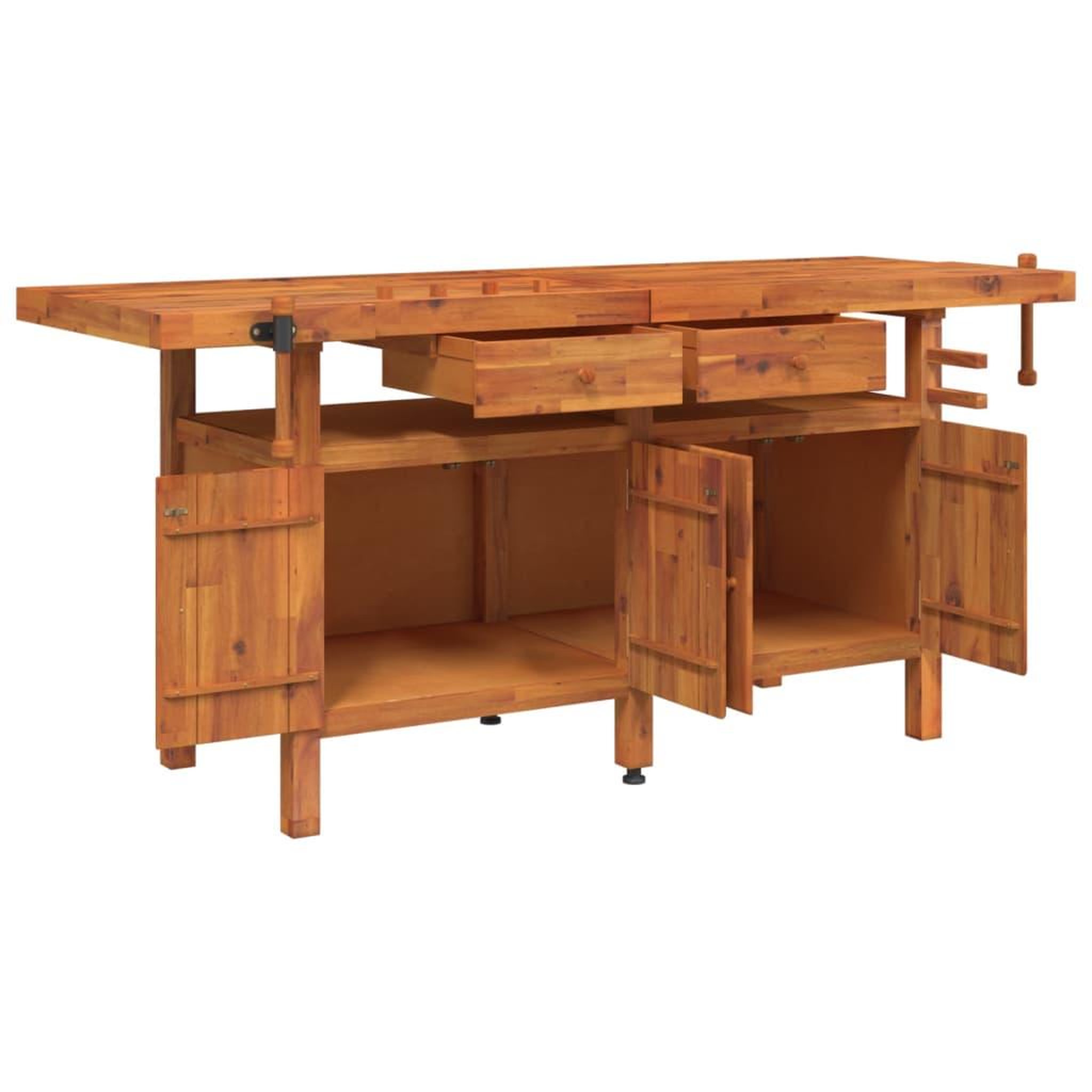 Voir la diapositive 4 : VIDAXL Etabli avec tiroirs et etaux 192x62x83 cm Bois massif d'acacia