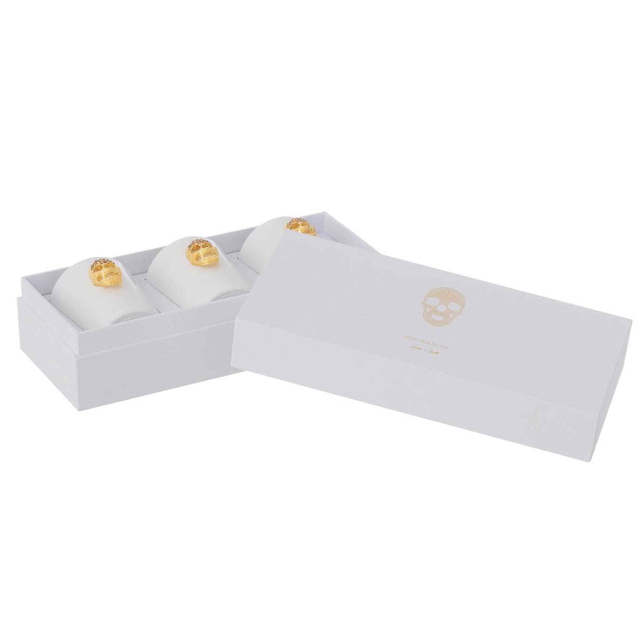 Voir la diapositive 2 : J-LINE Lot de 3 Bougies Parfumées  Crane Nuit  21cm White Floral Tonk