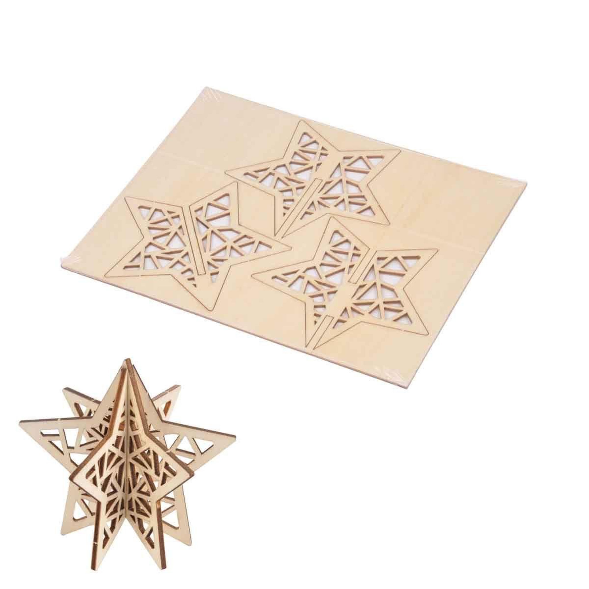 Voir la diapositive 1 : ARTDESIGN Puzzle 3d à personnaliser  étoile de noël  8cm naturel