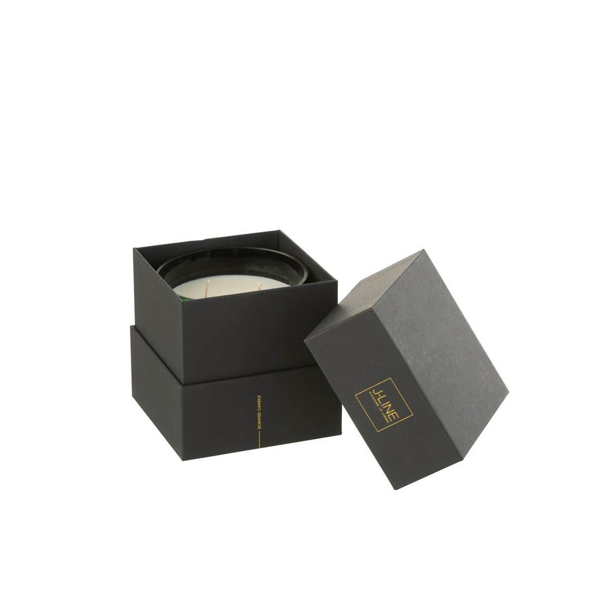 Voir la diapositive 3 : J-LINE Bougie parfumée  noa  12cm bois de santal vert