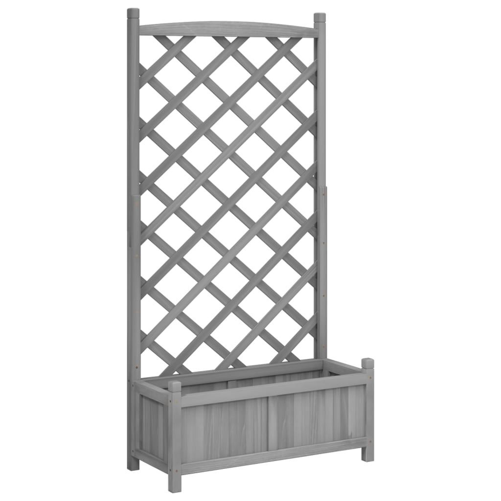 Voir la diapositive 2 : VIDAXL Jardiniere avec treillis gris bois massif de sapin