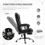 HOMCOM Fauteuil de bureau fauteuil manager grand confort réglable dossier inclinable repose-pied revêtement synthétique noir