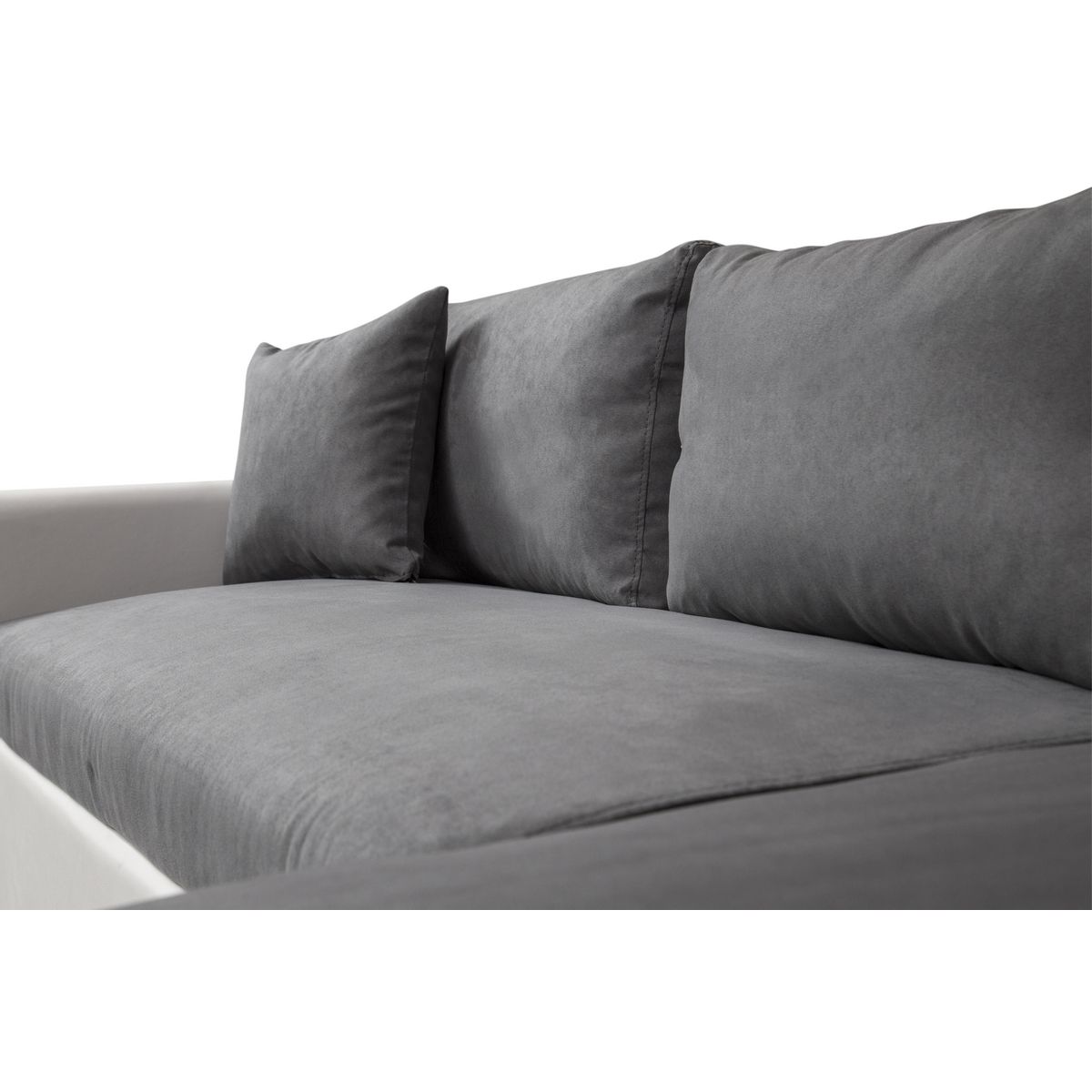  Canapé d'angle 3 places réversible et convertible MATHILDE coloris Gris / Blanc