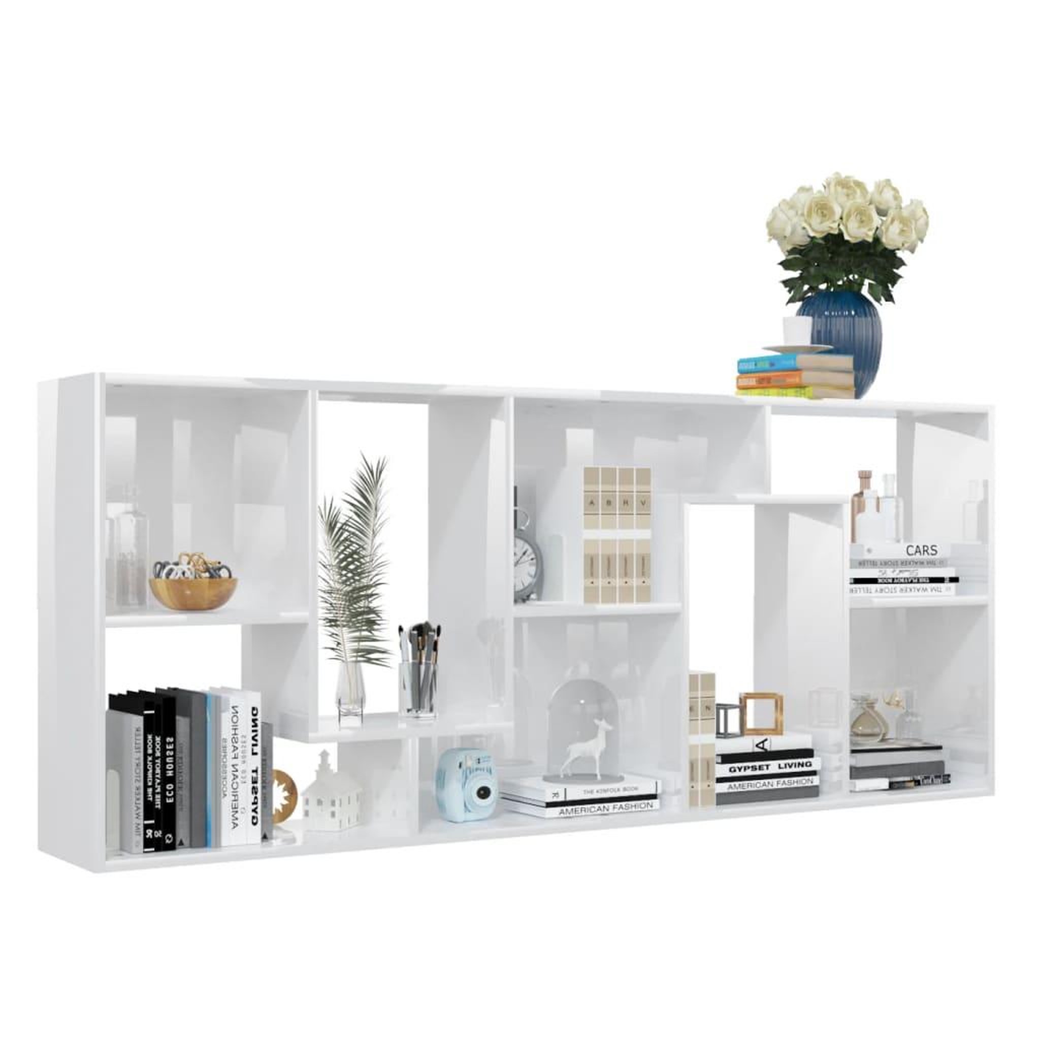 Voir la diapositive 5 : VIDAXL Bibliotheque Blanc brillant 67x24x161 cm Bois d'ingenierie