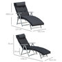 Voir la diapositive 4 : OUTSUNNY Bain de soleil pliable transat inclinable 7 positions chaise longue grand confort avec matelas + accoudoirs métal époxy textilène polyester noir