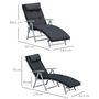 Voir la diapositive 4 : OUTSUNNY Bain de soleil pliable transat inclinable 7 positions chaise longue grand confort avec matelas + accoudoirs métal époxy textilène polyester noir