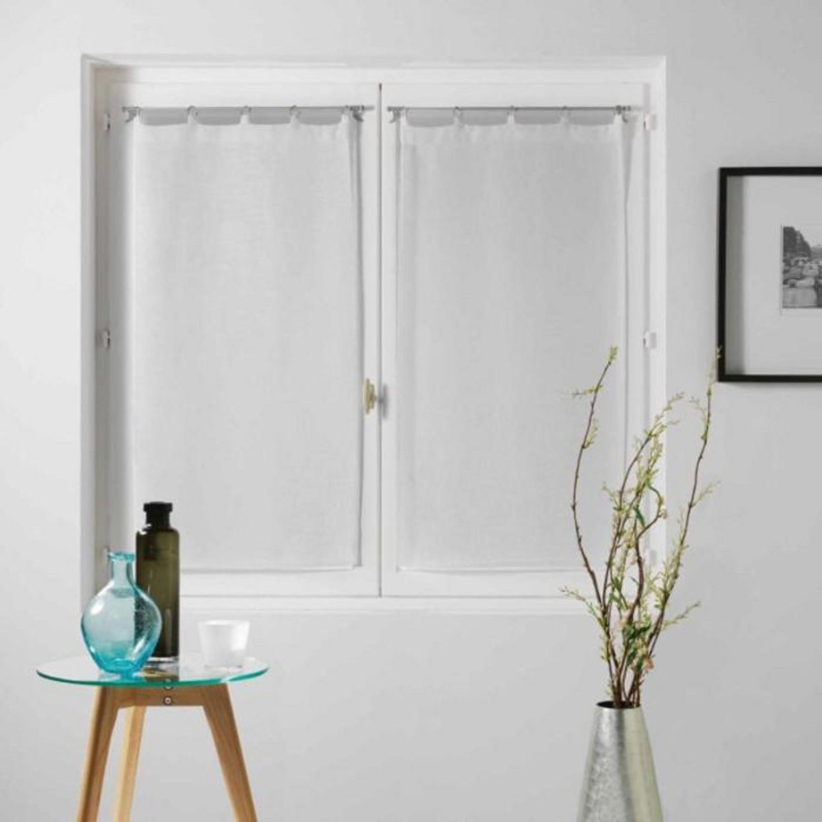 Paris Prix Paire de Voilages  Milza  60x90cm Blanc