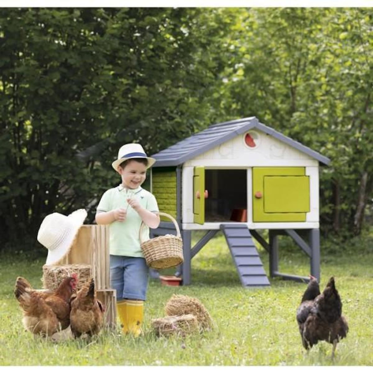 SMOBY SMOBY Poulailler Cot Cot Cottage pour 5 poules - 159x126x128 cm - Entretien facile - Anti UV