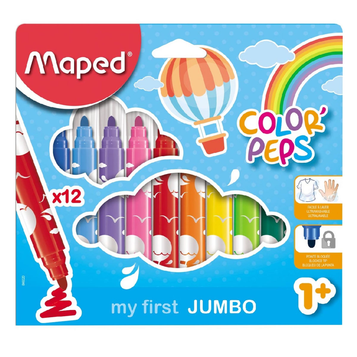 MAPED  Boite de 12 feutres de coloriage lavables Color'Peps