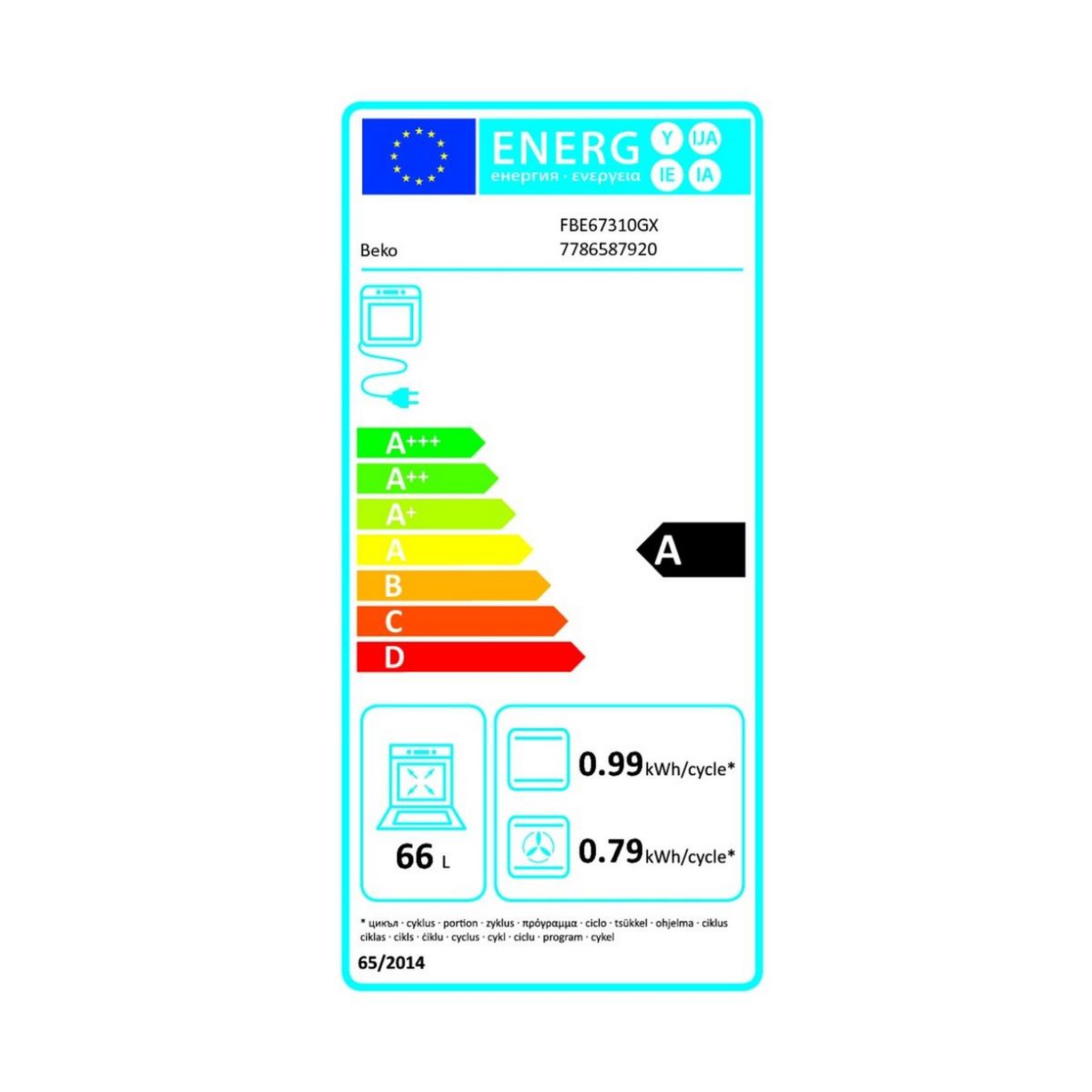 Voir la diapositive 2 : Beko Cuisinière vitrocéramique 66l 4 feux inox - fbe67310gx
