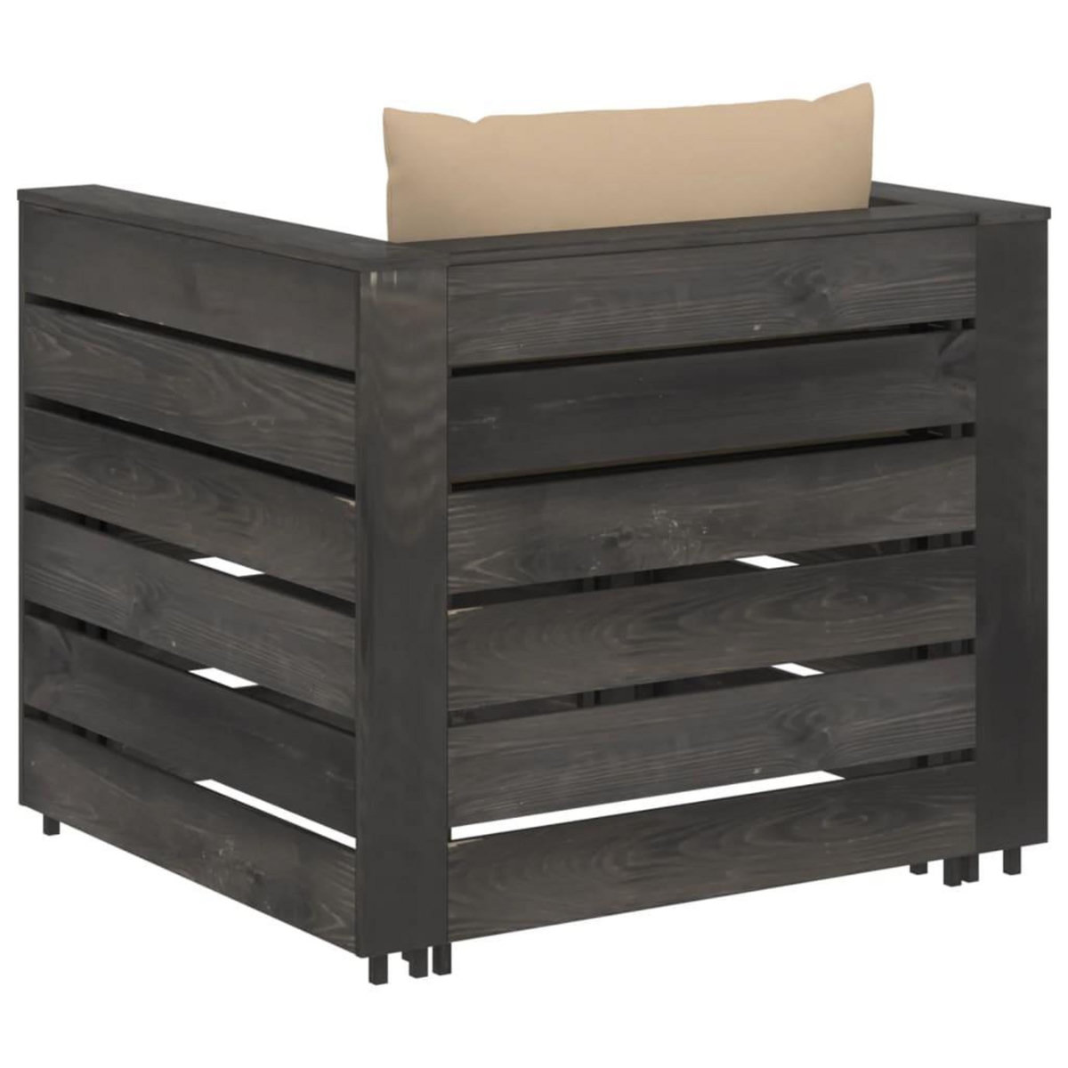 VIDAXL Salon de jardin 2 pcs avec coussins Bois impregne de gris