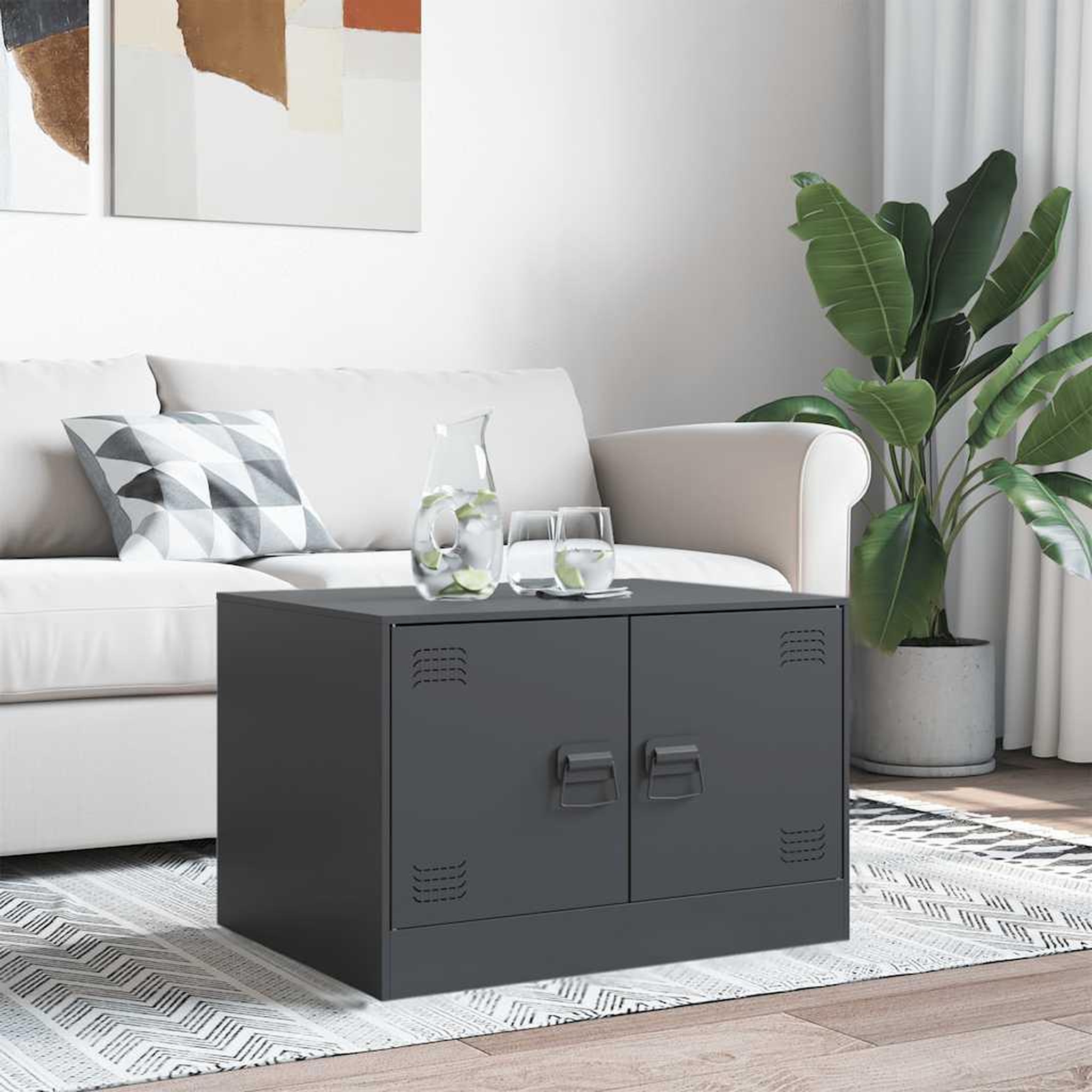 Voir la diapositive 3 : VIDAXL Table basse anthracite 67x50x44 cm acier