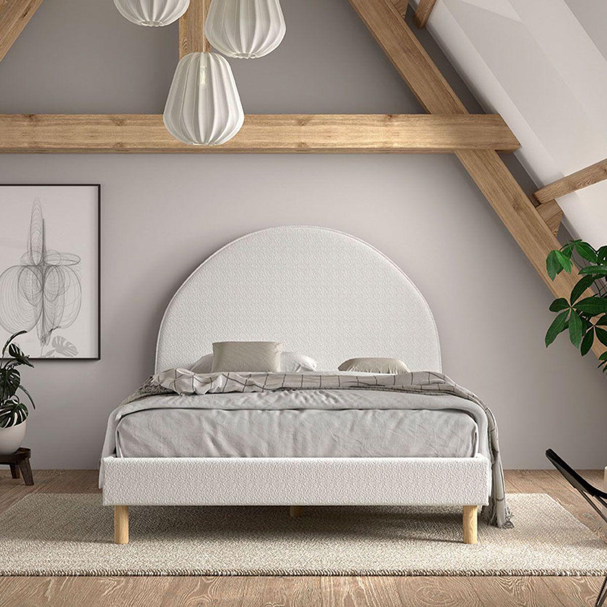 Voir la diapositive 4 : Paris Prix Lit adulte bouclé  moon  140x200cm blanc