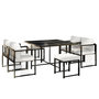 Voir la diapositive 5 : MERAX Salon de jardin 6 places 7 pièces avec table, chaises, fauteuils et repose-pieds, blanc noir