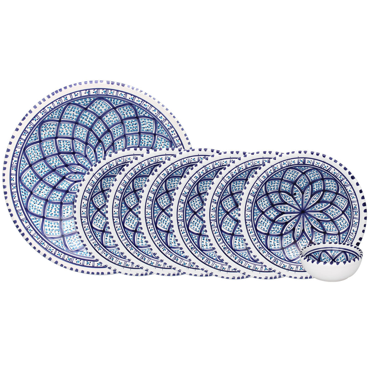 Service à couscous 8 pièces TUNIS BLEU 