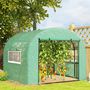 Voir la diapositive 2 : OUTSUNNY Serre tunnel 6 m² 2 portes zippées 2 fenêtres maillées acier PE haute densité 135 g/m² vert