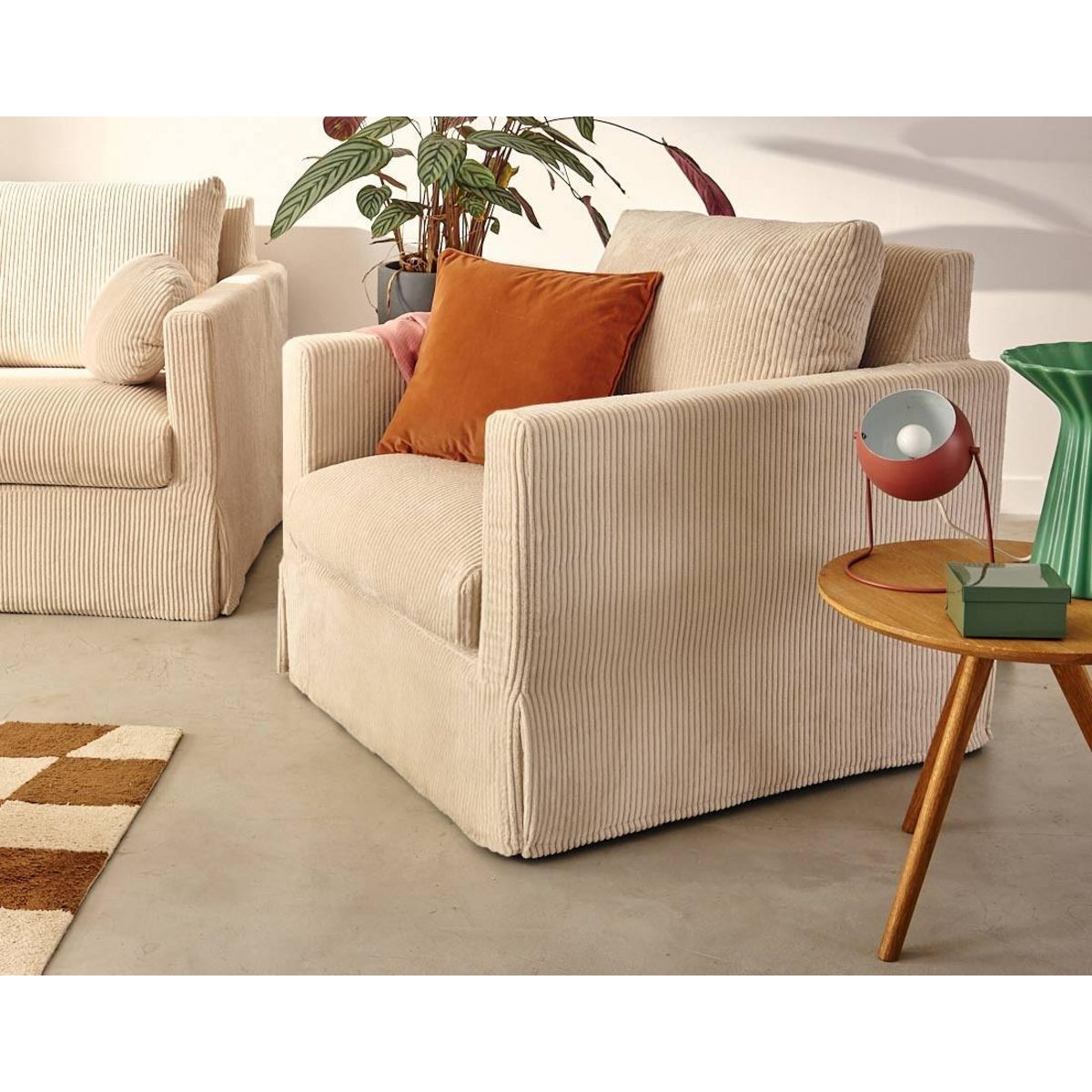 LISA DESIGN Serena - housse en velours côtelé pour fauteuil