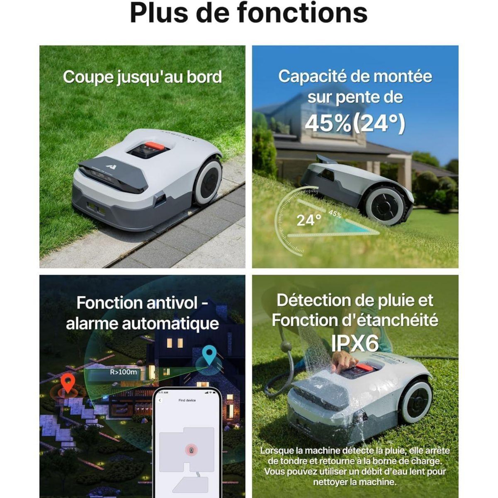 Voir la diapositive 2 : ANTHBOT Robot tondeuse genie 800 sans fil périphérique, 800 m² de superficie