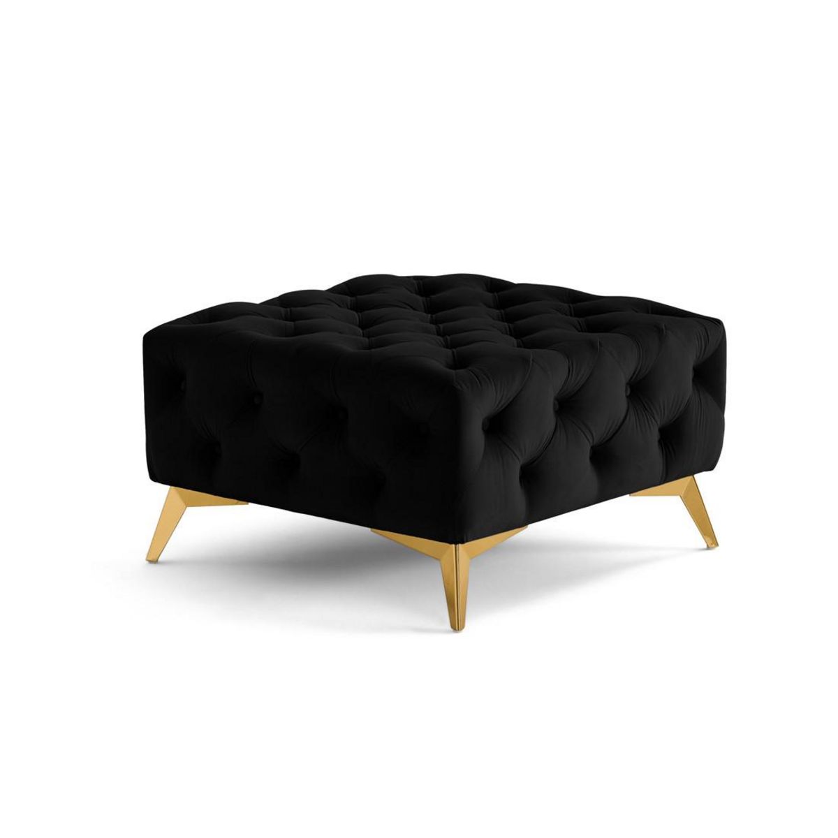 LISA DESIGN Camden - pouf chesterfield en velours - pieds en métal doré