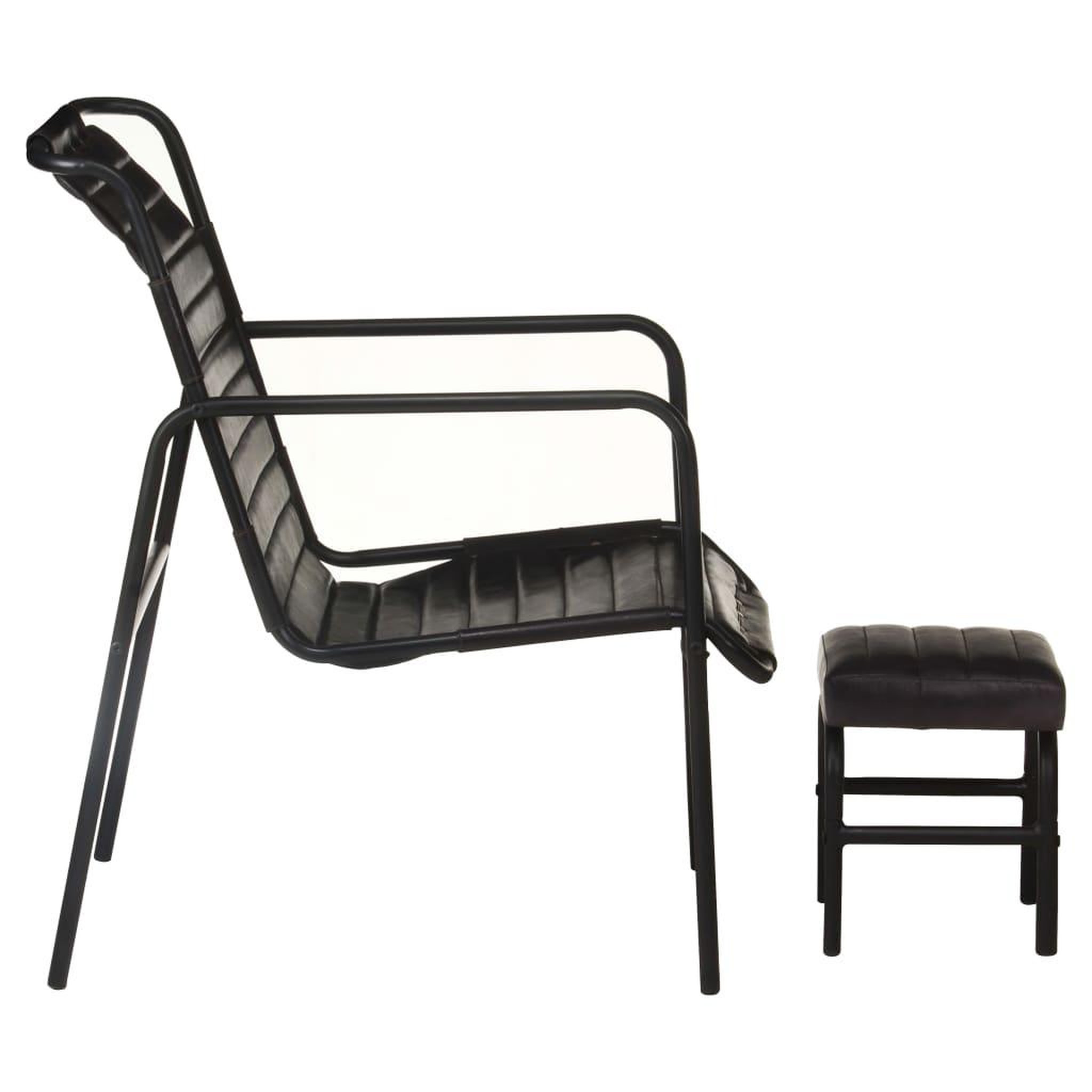 Voir la diapositive 3 : VIDAXL Fauteuil de relaxation avec repose-pied Noir Cuir veritable