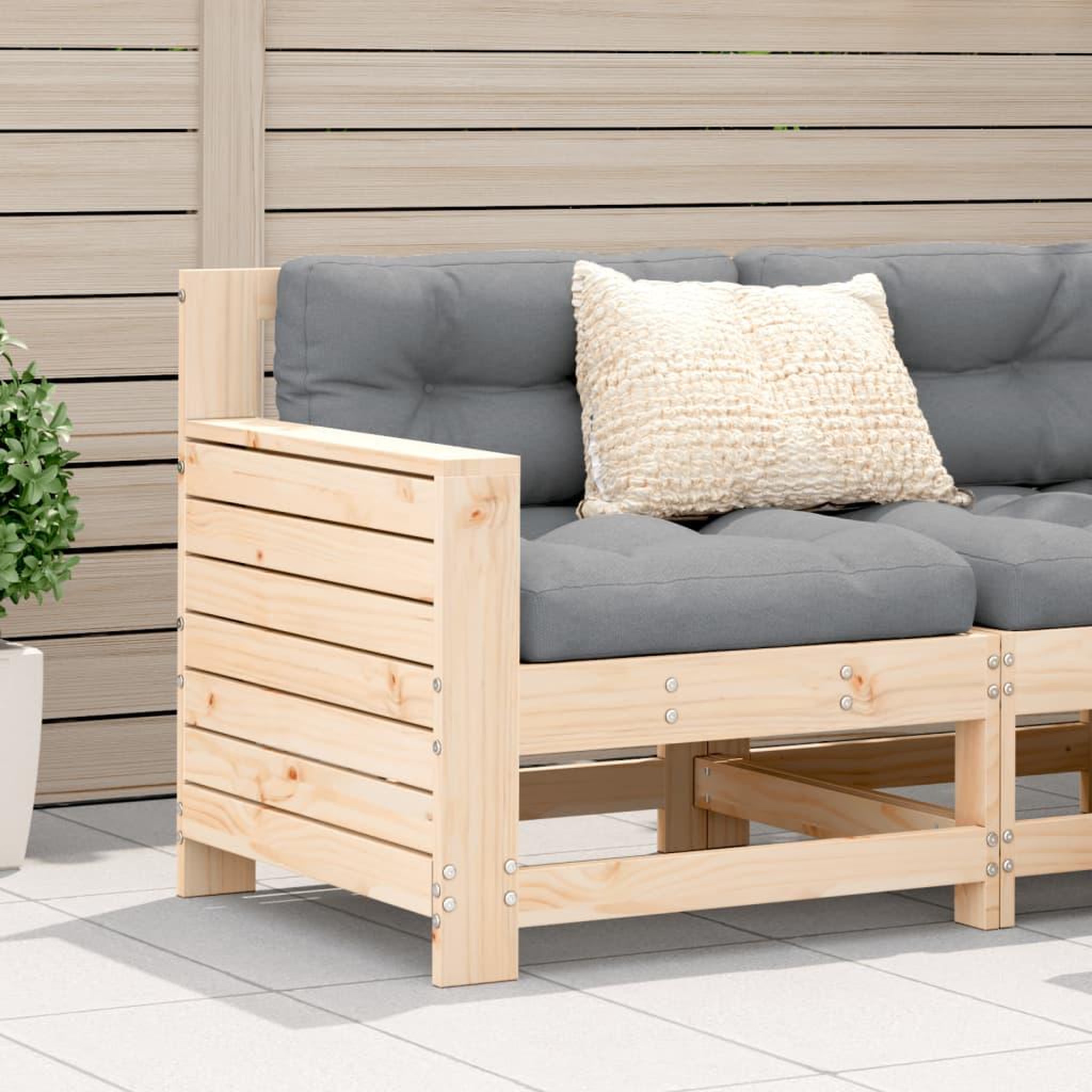 VIDAXL Canape de jardin accoudoir avec coussin bois massif de pin