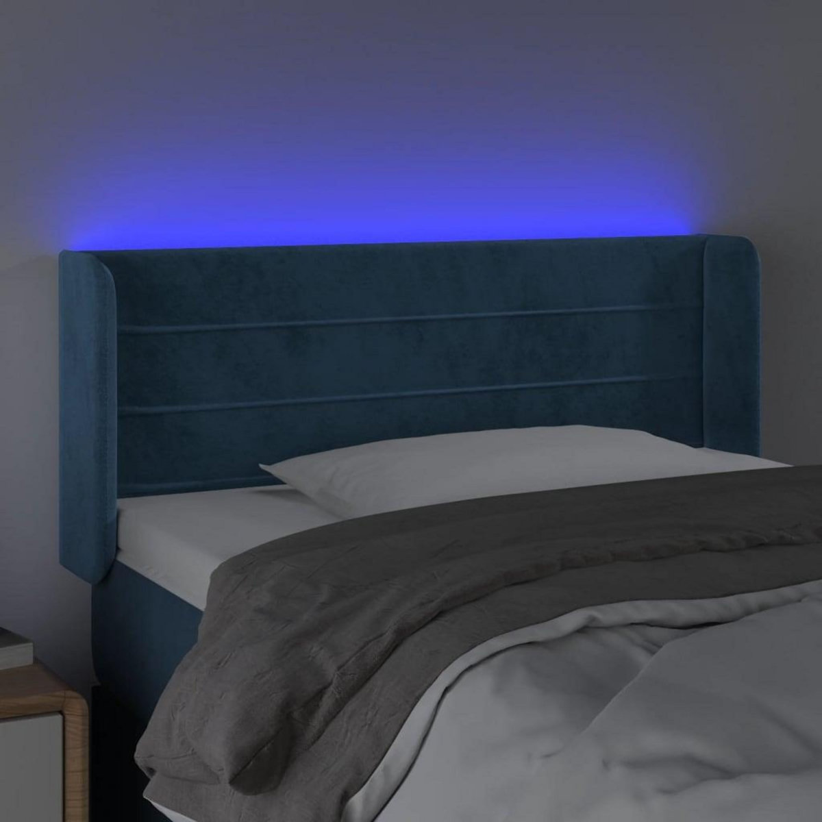 VIDAXL Tete de lit a LED Bleu fonce 103x16x78/88 cm Velours