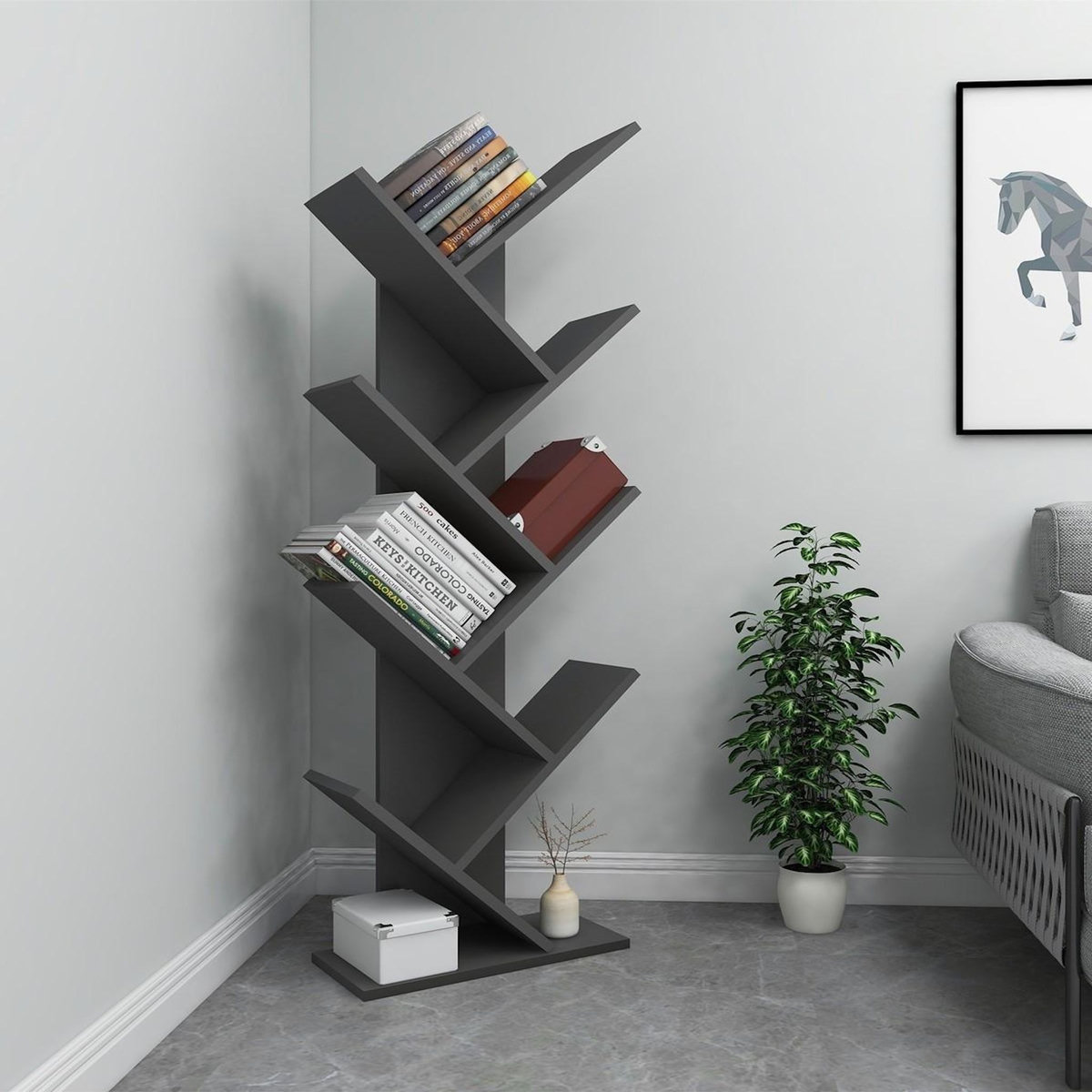 Habitat et Jardin Bibliothèque en bois  Hitit  46 x 22 x 128,5 cm - Anthracite