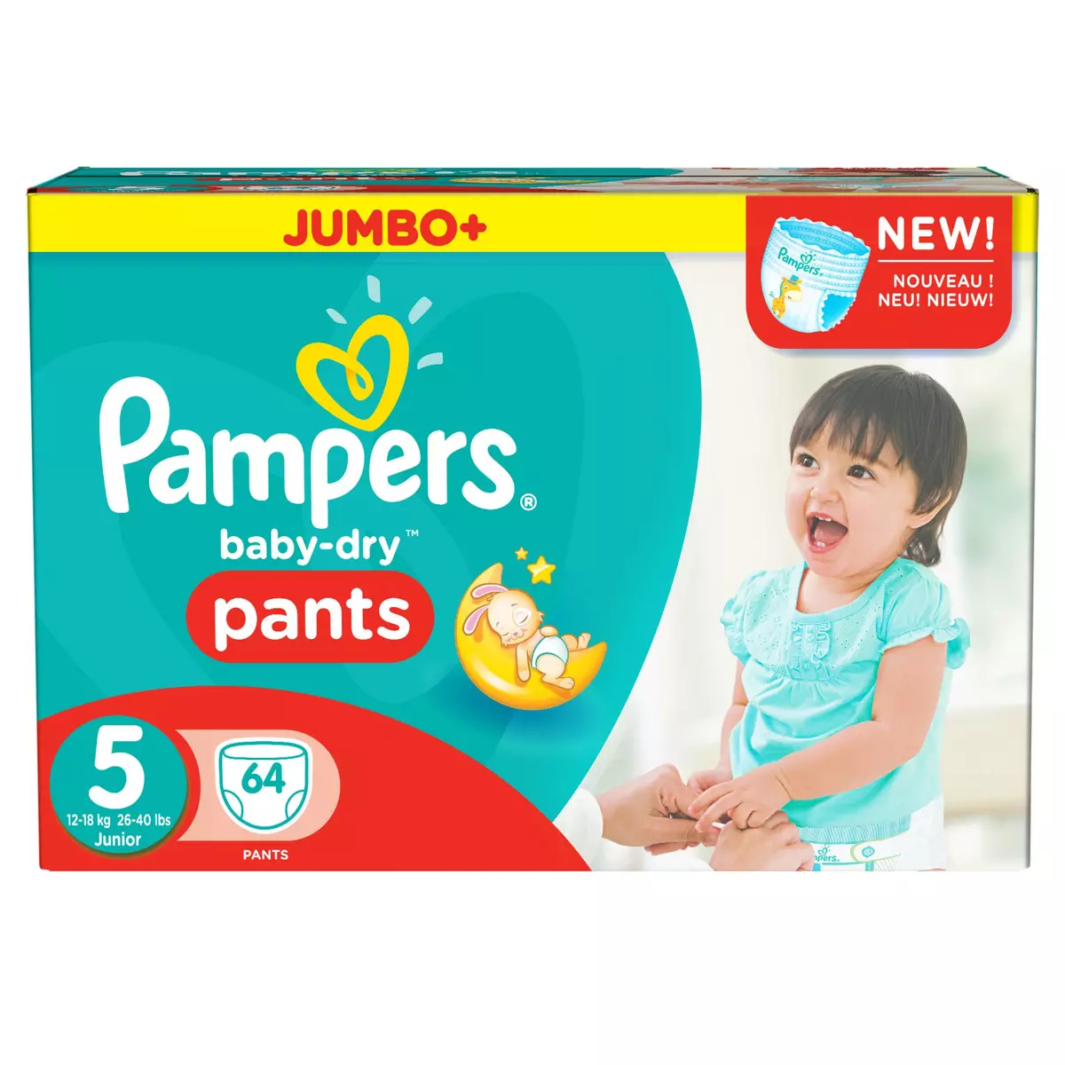 PAMPERS BABY DRY PANTS Jumbo T5 (11-25 kg) Pack de 64 couches
