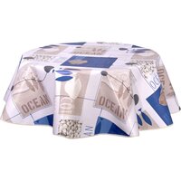 Nappe Toile Cirée Ronde Marinella 160cm Bleu