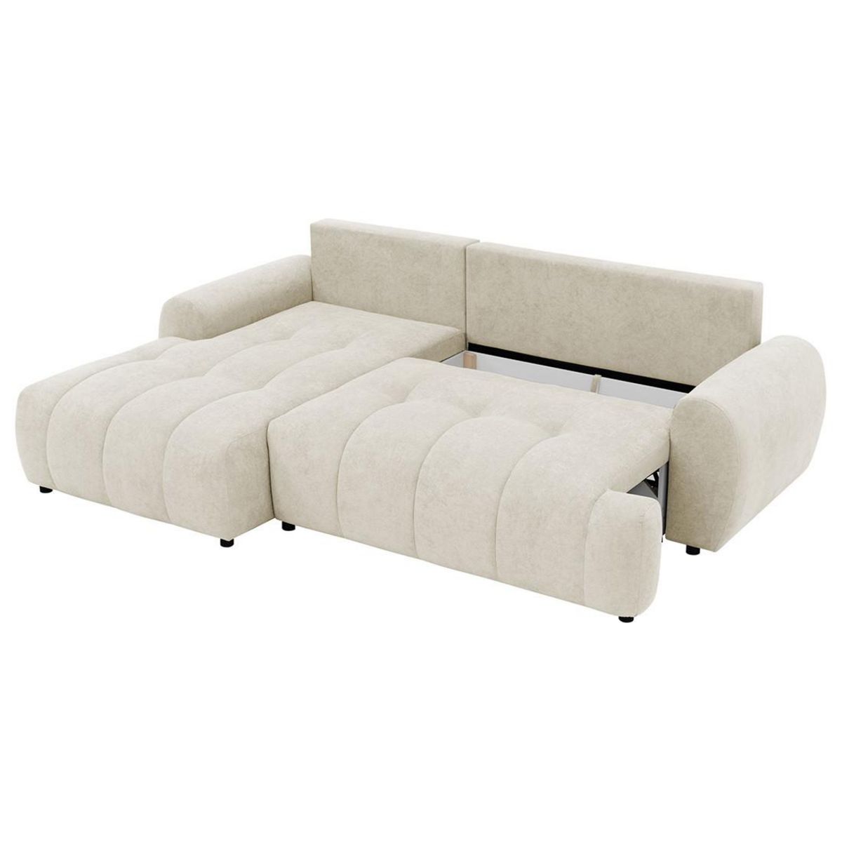 BEST MOBILIER Luzzio - canapé d'angle gauche 4 places convertible avec coffre en tissu texturé