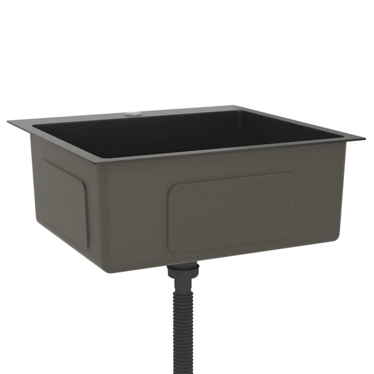 VIDAXL Evier de cuisine fait main Noir Acier inoxydable