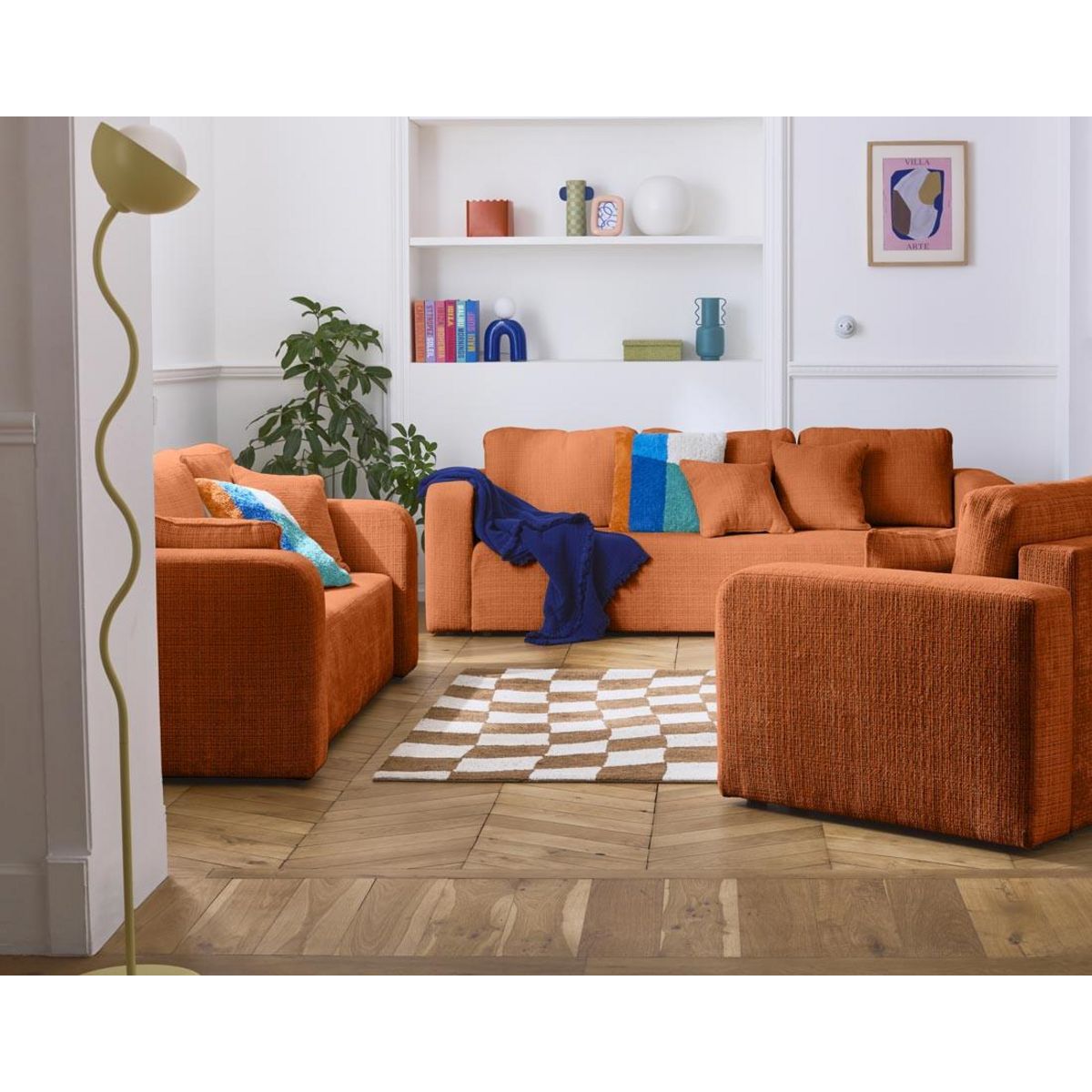 BEST MOBILIER Miro - canapé droit 2 places - en velours texturé