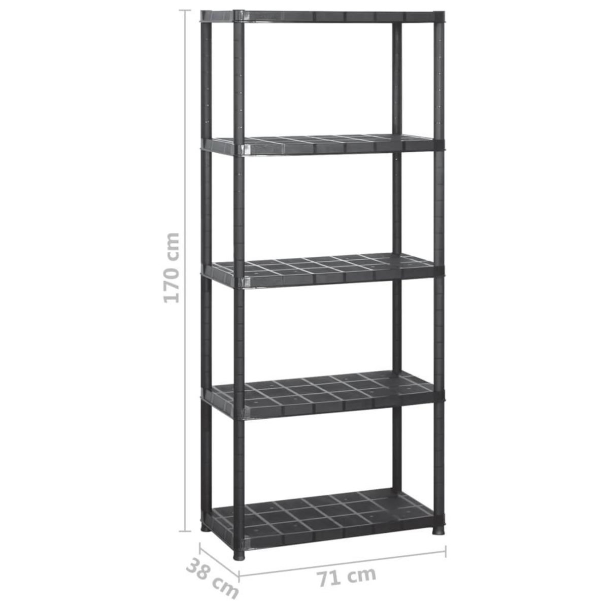 VIDAXL Etagere de rangement a 5 niveaux Noir 284x38x170 cm Plastique