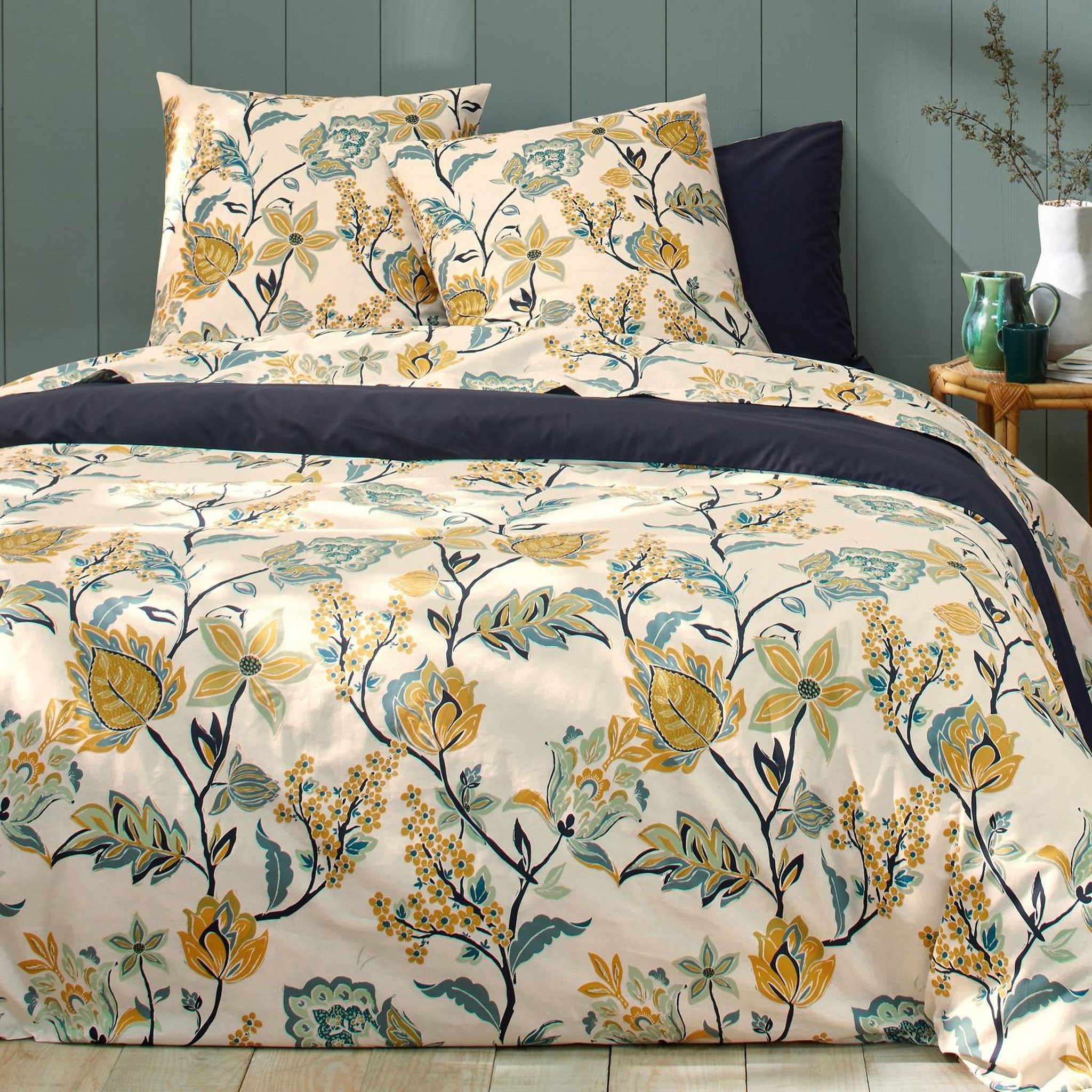 Voir la diapositive 2 : Home collection Parure housse de couette 100% percale de coton 80 fils minea ombre