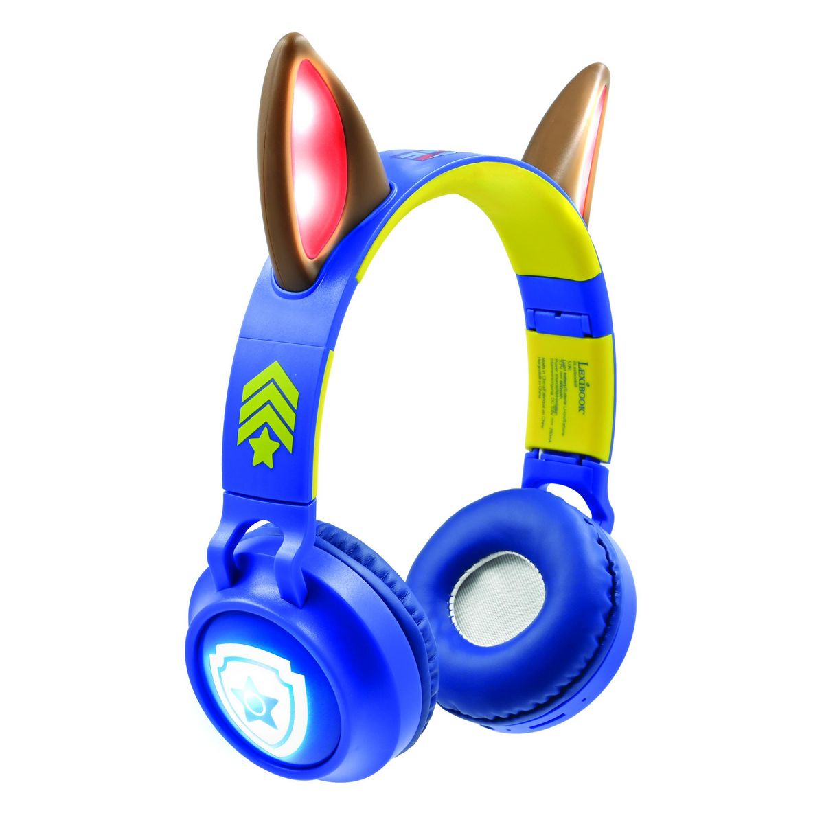 Lexibook Casque lumineux pliable Bluetooth et filaire Chase de La Pat' Patroulle avec limitation du volume