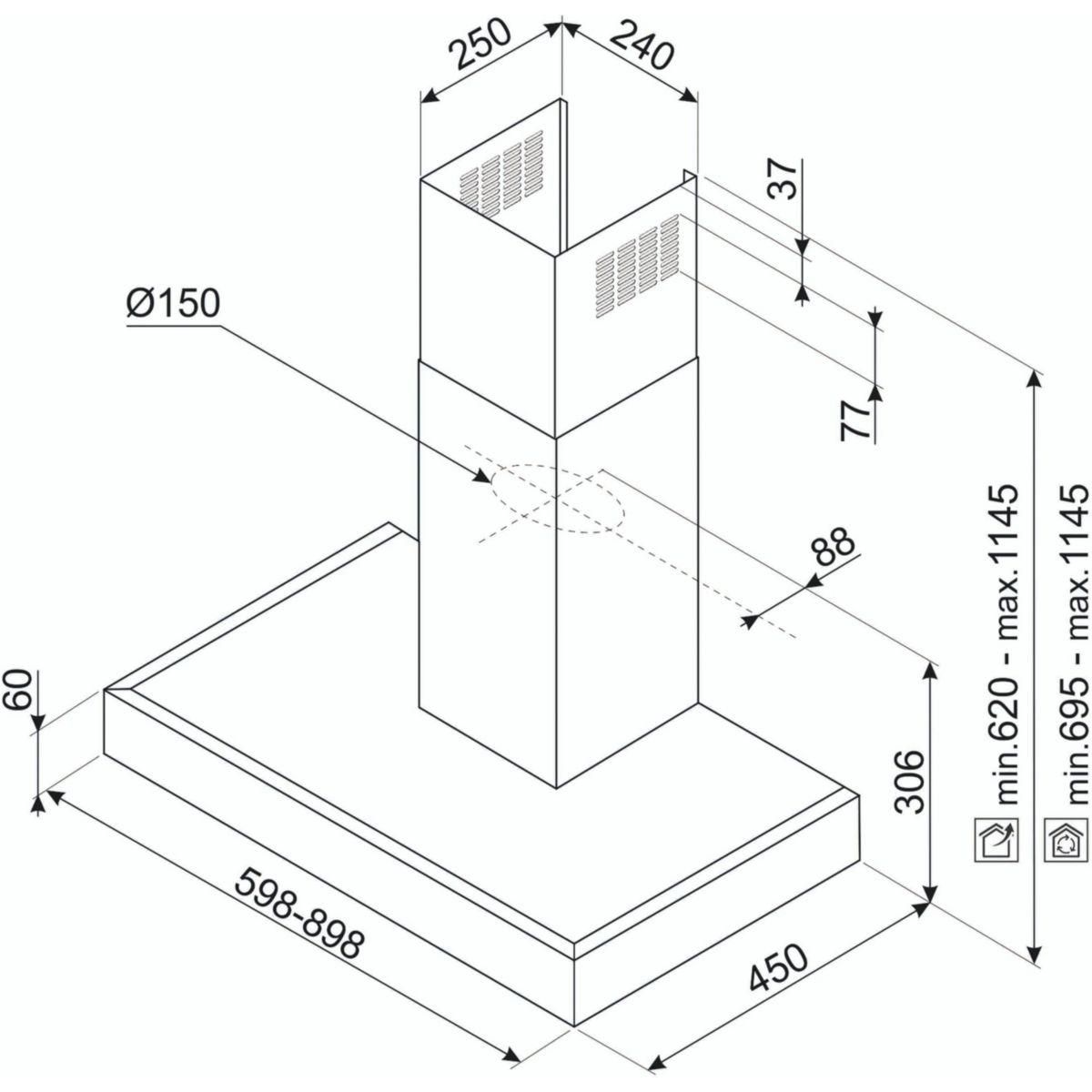 SMEG Hotte décorative murale KATE900CEX