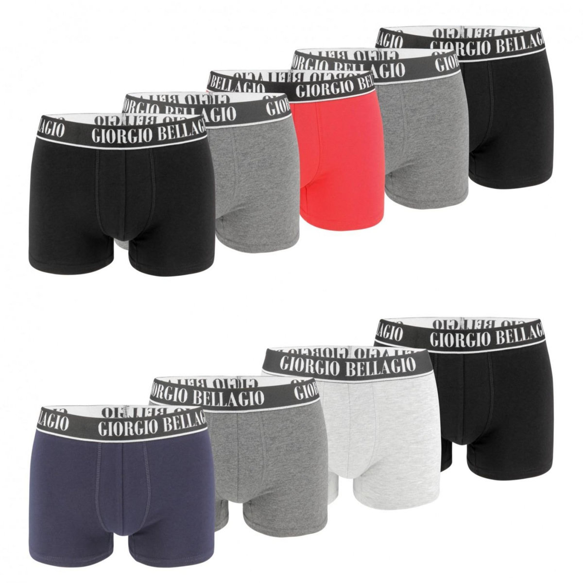 GIORGIO BELLAGIO Lot de 9 Boxers coton homme Smart