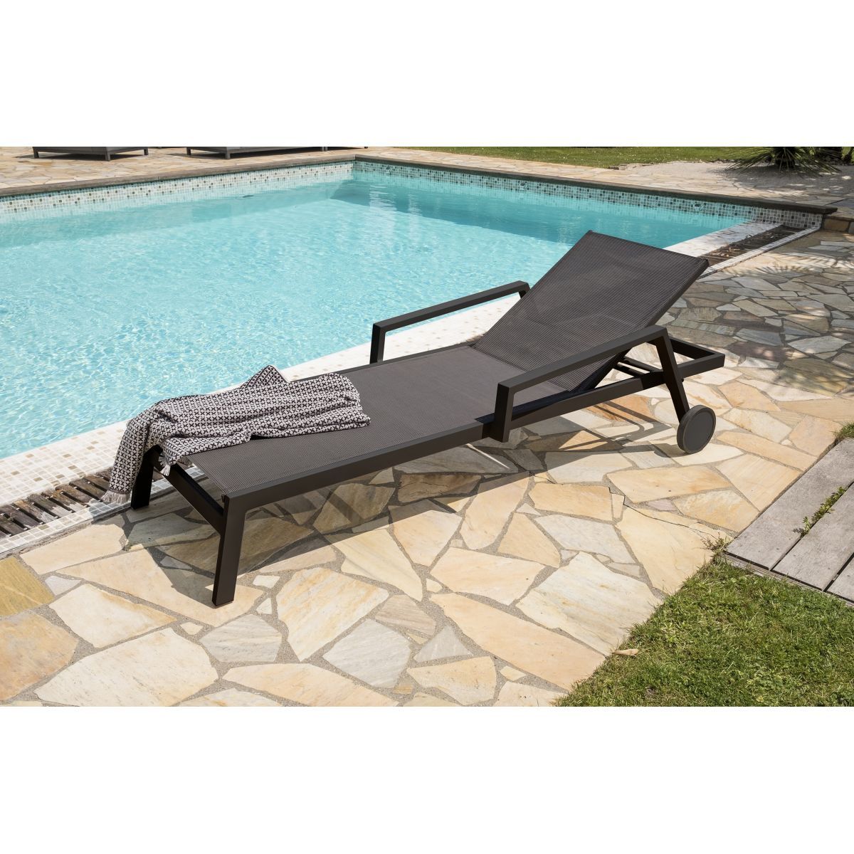 PARIS GARDEN Bain de soleil - Aluminium et textilène - Anthracite - IBIZA