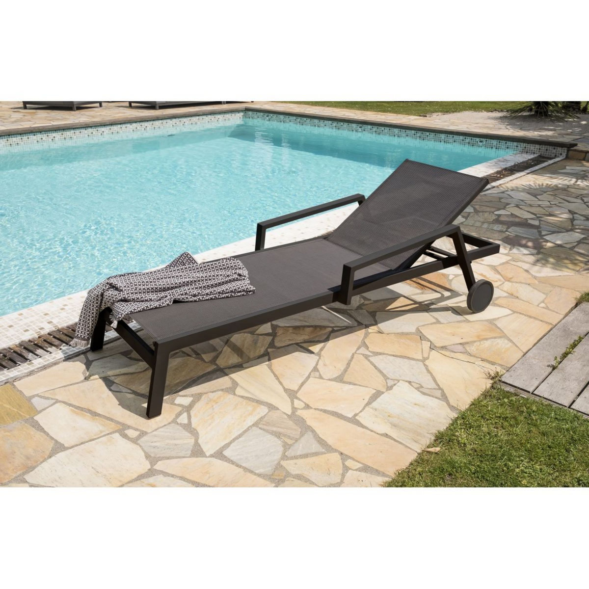 PARIS GARDEN Bain de soleil - Aluminium et textilène - Anthracite - IBIZA