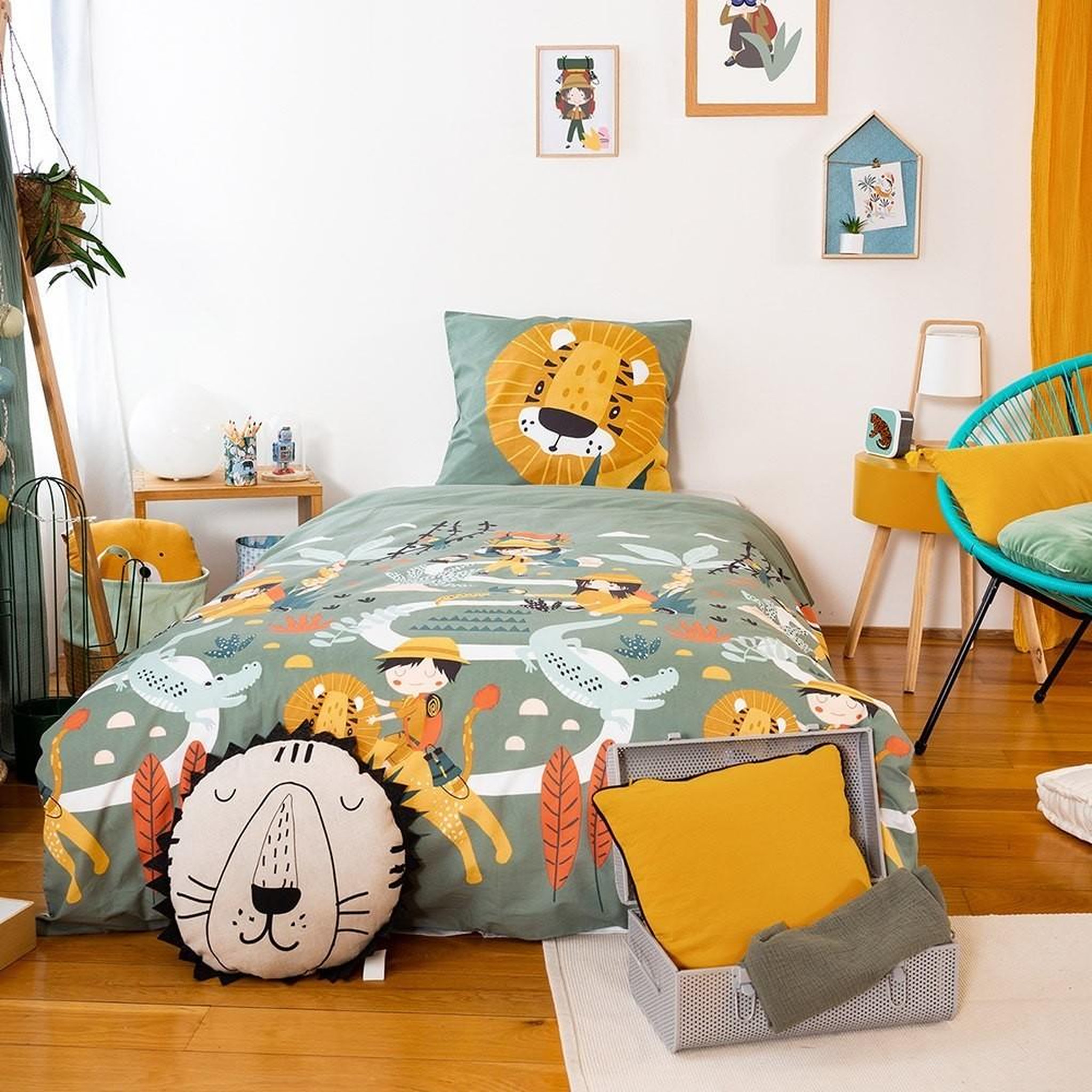Voir la diapositive 1 : COTE DECO Housse de couette 140x200 Promenade + taie coton adouci 57 fils