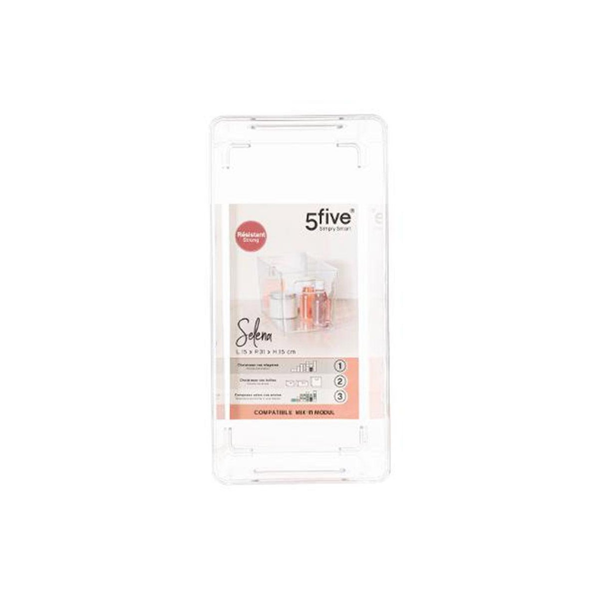 Voir la diapositive 3 : FIVE Panier de rangement  selena  15x31cm transparent