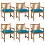 Voir la diapositive 1 : VIDAXL Chaises de jardin lot de 6 avec coussins bleu clair Teck solide